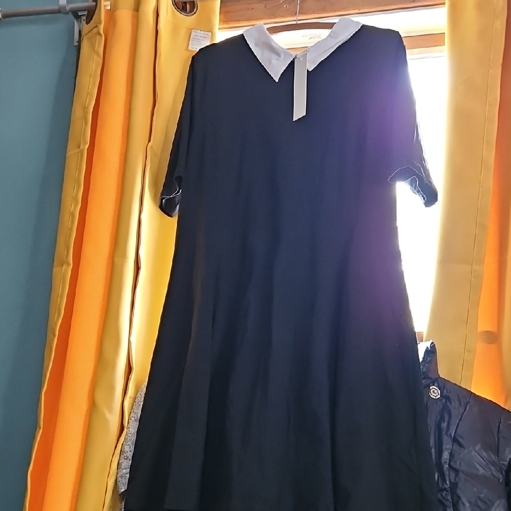 Halloween Wednesday Dress/bllack Dress with White Collar
